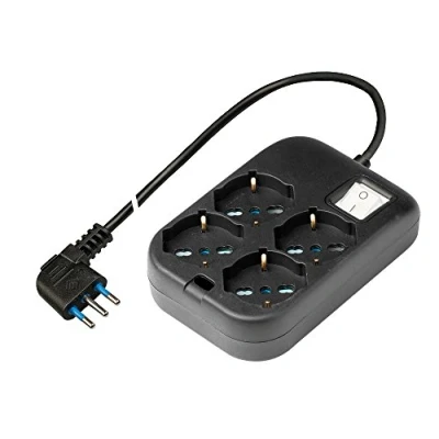 Imagen de POLY POOL PP2504.2XL Toma Múltiple Cuadrada con 4 Tomas P40 Multiestándar Regleta Multitoma Enchufe de ahorro espacio Grande 16A Eléctrica cable 1.5 m e Interruptor