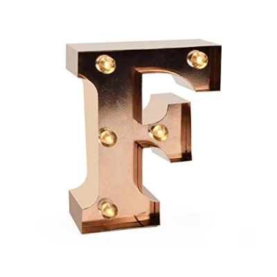 Imagen de Legami Mini decorativa luminosa, gancho trasero para colgar pared, botón ON/OFF, 3 pilas ya incluidas, luz color blanco cálido, letra F, LELI0006