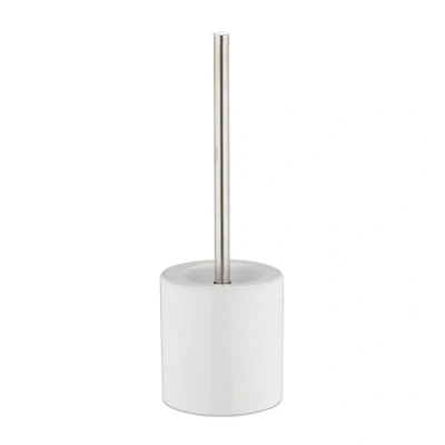 Imagen de Relaxdays Escobilla de Baño con Cepillo Intercambiable, Cerámica Hierro, Blanco, 38,5 x 12,5 cm