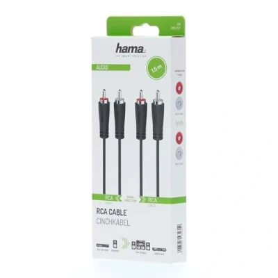 Imagen de Cable RCA Hama 00205257, De conector a RCA, 1.5 m, Negro