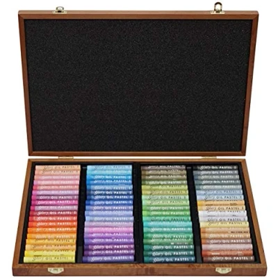 Imagen de Mungyo Gallery Soft Oil Pastels Wood Box Set of 72 Assorted Colors by