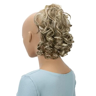 Imagen de CAISHA Pedazo De Cabello Peinados Arrugados Voluminosos Rizos Desordenados Scrunchie Reflejos Castaños Rubios Claros G28L