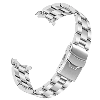 Imagen de Kai Tian Correas reloj cónica 22mm Correa de acero inoxidable para hombres, mujeres Banda repuesto con extremos curvos Cierre despliegue metal plateado