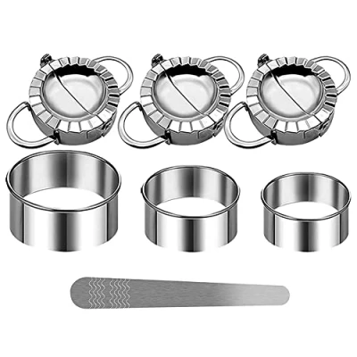 Imagen de CENMEN Ravioli Shaper Juego de cortadores galletas acero inoxidable para hacer raviolis