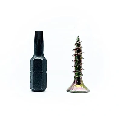 Imagen de DOJA Barcelona Tirafondos para Madera Con Puntas Torx 100 Tornillos 5x30mm + 1 Punta T20 Cabeza Avellanada Acero Galvanizado Set
