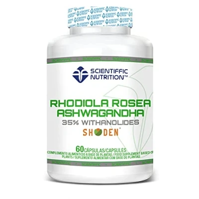 Imagen de Scientiffic Nutrition Rhodiola Rosea + Ashwagandha, Reduce la Ansiedad y el Estrés Emocional, Plantas Adaptógenos Naturales, Disminuye Fatiga Relaja Sistema Nervioso 60 Cápsulas.
