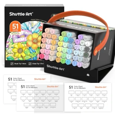 Imagen de Shuttle Art 51 marcadores de alcohol colores pastel con punta cincel y pincel