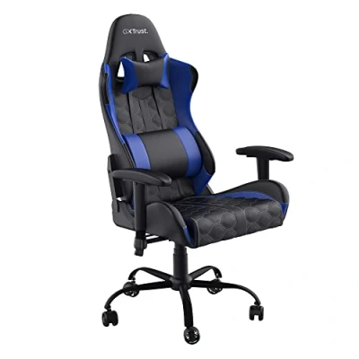 Imagen de Trust Gaming GXT 708B Resto Silla Gaming, Giratoria Completa de 360 con Cojines Extraíbles, Bloqueo, Ajustable en Altura para Juegos, PC Azul