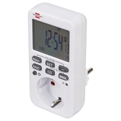 Imagen de Brennenstuhl Comfort Line Temporizador Digital semanal/Enchufe programable de (Temporizador semanal, función Cuenta atrás, Enchufe con protección Contacto) Blanco