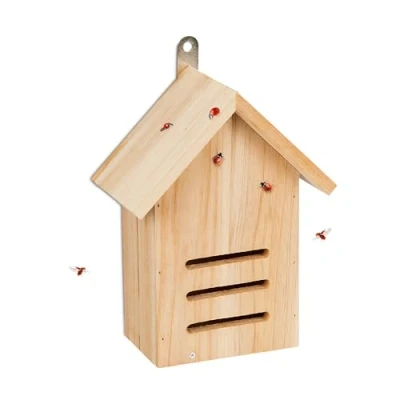 Imagen de Relaxdays Casa para Mariquitas Base Abatible, Hotel Insectos Jardín, Colgante, Madera sin Tratar, 22x17x10 cm, Natural, 22 x 17 10 cm