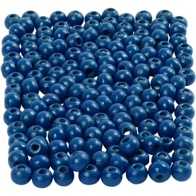 Imagen de Cuentas de madera, dia: 5 mm, medida agujero 1,5 azul, 6gr, aprox. 150 ud