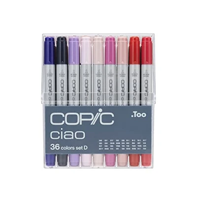 Imagen de COPIC Ciao Set «36 Colors D», 36 piezas en expositor acrílico, Rotulador doble con punta mediana y de pincel