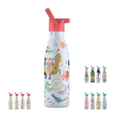 Imagen de Botella Agua Acero Inoxidable Niños Mantiene 36h Frío, 18h Calor 350ml Térmica Sin BPA con Triple Pared Aislante A Prueba de Fugas Acabado en Relieve Brave Vikings Cool Bottles