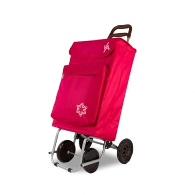 Imagen de Amig Carro de la Compra 4 Ruedas Bolsillo Exterior para Congelados Carga Máxima 15kg Capacidad 48 litros 22x40x106 cm Rojo