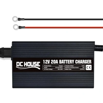 Imagen de DCHOUSE Cargador automático inteligente de iones litio LiFePO4 20 A, 12 V, adecuado para baterías marinas, motocicletas, y profundas
