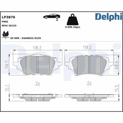 Imagen de Juego de pastillas DELPHI LP3876