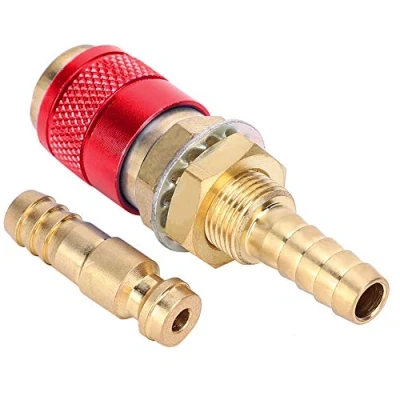 Imagen de Juego de Conectores Rápidos Ajuste Adaptador Gas y Refrigerado por Agua 8 mm para Antorcha Soldadura MIG TIG(rojo)