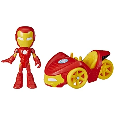 Imagen de SPIDEY AND HIS AMAZING FRIENDS Hasbro Marvel Iron Man Figura de acción y vehículo Racer, Juguete para niños a Partir 3 años
