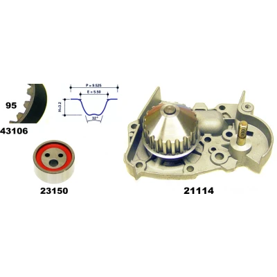 Imagen de MAPCO 41106/1 Bomba de Agua + Kit Distribucion 17 RENAULT: CLIO 1, 19 I Hatchback, 1 Kasten
