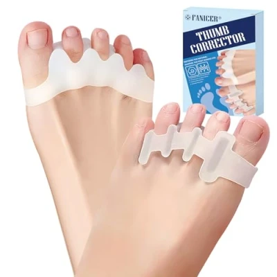 Imagen de 2 Pares Separador Dedos Pie, Corrector de Juanetes Silicona, Separadores los Pies Para Aliviar el Dolor Hallux Valgus, Superpuestos, Relájate