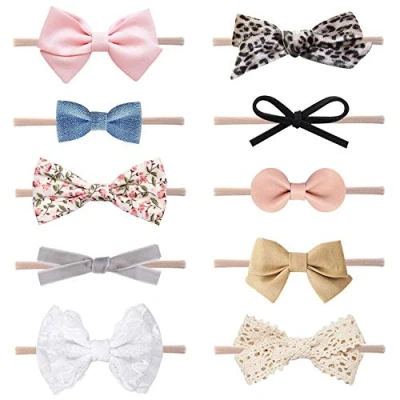 Imagen de DRESHOW 10 Pcs Bebé Niña Diademas Hairband de los Bebés Recién Nacidos Diadema Elástica Niñas Banda Para Cabeza Accesorio