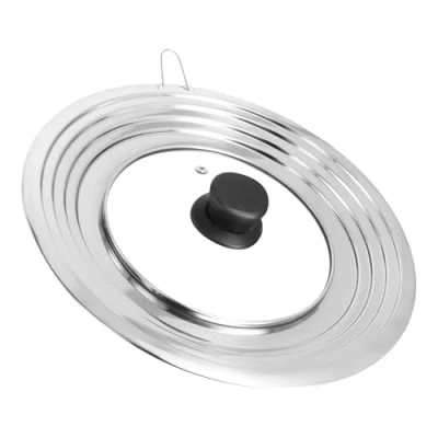 Imagen de Focenat Tapa Sarten Universal, Universal para 24 30cm Sartenes, ollas, Cacerolas y Woks, Tapas de Cristal con Salida Vapor, Sartenes