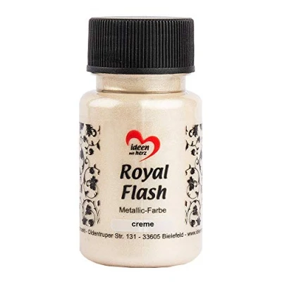 Imagen de Ideen mit Herz pintura acrílica metalizada Royal Flash con las partículas de brillo más finas metálica 50 ml (crema)
