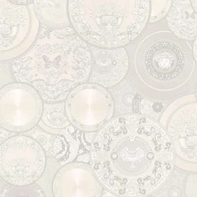 Imagen de Papel pintado Versace De Diseño tejido no 10.05 m x 0.70 Plata Blanco Crema Fabricado en Alemania 349014 34901 4