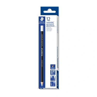 Imagen de Staedtler Lumocolor 108 20 0. Caja de 12 lápices permanentes en seco color blanco.