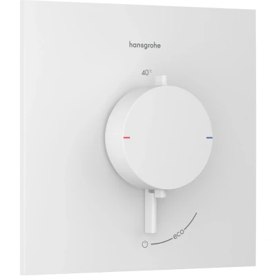 Imagen de hansgrohe Ecostat Comfort E termostato para ducha empotrado, grifo con botón de seguridad (SafetyStop) a 40 C, mezclador 1 función, blanco mate, 33710700