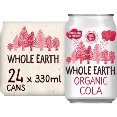 Imagen de Whole Earth Pack de 24 Bebidas Refrescantes Ecológicas Cola 330 ml Sin Azúcar Añadido Apta para Veganos Indicada Tomar en Frío Elaborada con Ingredientes Naturales