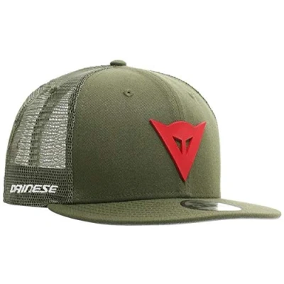 Imagen de Dainese 9Fifty Trucker Snapback Cap, Gorra Visera Plana de Verano, Verde/Rojo