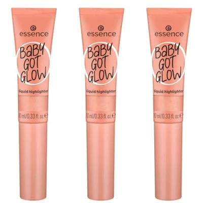 Imagen de Esence Baby Got Glow Liquid Highlighter, Nº 30, Gold, definierend, Expressergebnis, fácil de quitar, brillante, vegano, sin aceite, parabenos, micropartículas plástico, 3 unidades (3 x 10)