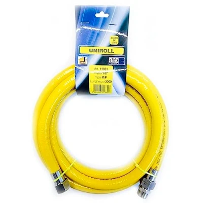 Imagen de de tubería gas flexible 3 metros media acero MF según EN 15266 para encimera UNIROLL/cocina