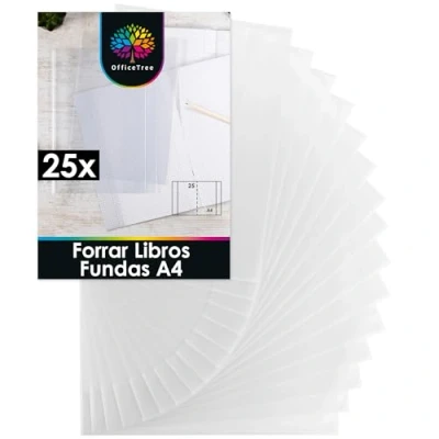 Imagen de OfficeTree 25x Forrar Libros Fundas Transparente A4 para Escolares Protector del Cole de Cuadernos Forro