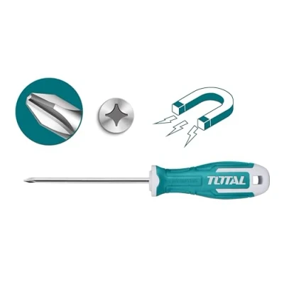 Imagen de Total Tools Destornillador con Punta Phillips PH2 75mm Mango Ergonómico Bimaterial Acero