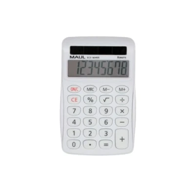 Imagen de MAUL Calculadora Eco MJ 455 Basica con Pantalla de 8 dígitos Solar 80% plástico Reciclado pequeña 11,2 x 7,1 2 cm Blanco