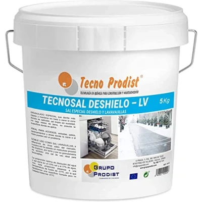 Imagen de TECNOSAL DESHIELO (5 Kg) Sal especial para derretir hielo y nieve en invierno, descongelación ideal caminos, entradas, aparcamientos o carreteras, doble uso, Lavavajillas, cubo