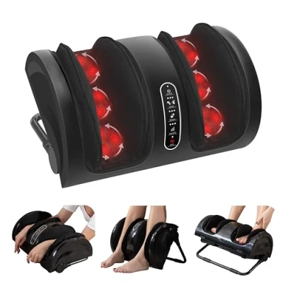 Imagen de Snailax Shiatsu masajeador de pies con calor, eléctrico piernas amasamiento y rodillos, pantorrillas, regalos para hombres padres mujeres