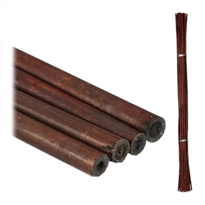 Imagen de Relaxdays Juego Varillas de 105 cm Cañas Bambú, Set 25 Uds, Soporte para Plantas, Tutores Trepadoras, Tomateras Jardín, Marrón Oscuro