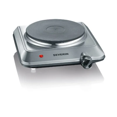 Imagen de SEVERIN placa de cocina portátil, eléctrica para cocinar fácil limpiar, hornillo eléctrico con termostato regulable, acero inoxidable cepillado, 1500 W, KP 1092