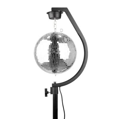 Imagen de Fuzzix MBS30 soporte de bola espejo discoteca, que se adapta a soportes altavoz o Truss, motor giratorio 3 RPM, fabricación robusta acero Máximo 30 cm color Negro