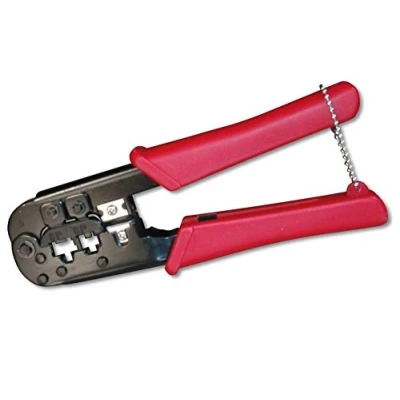 Imagen de PremiumCord Crimpadora para Cables de teléfono y Red 4,6,8 Hilos, Universal, RJ11 RJ12 RJ45, Color Rojo Negro