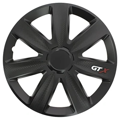 Imagen de Juego de 4 Tapacubos SUMEX 14 Pulgadas Diseño GTX Carbon, Acabado Negro y ABS Resistente a Fuertes Impactos, 14&quot;