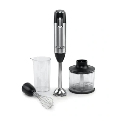 Imagen de Muse MS05HB. Batidora de facil limpieza con potencia 600w. Eje acero inoxidable extraible. Velocidad variable. Incluye vaso 550 ml, cuenco picador 600 ml y batidor