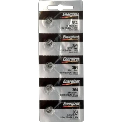 Imagen de Energizer Batteries 364/363 (SR621W, SR621SW) Batería para Reloj (óxido de Plata) On Tear Strip (5 Unidades)