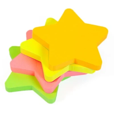 Imagen de Evergreen Goods 4 blocs de notas adhesivas en forma estrella, 76 mm x mm, colores neón (amarillo, verde, rosa, naranja), 100 hojas por bloc, autoadhesivas para oficina, hogar, escuela