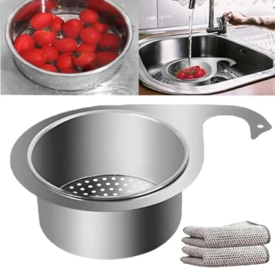 Imagen de Stainless Steel Swan Sink Strainer Basket, Drain Basket for Kitchen Sink, Faucet Hanging Filter Basket,Side Corner,Multi Functional (1Pcs)