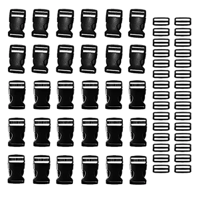Imagen de HUAZIZ 30 Pcs Hebillas de Plástico Negro 25MM,Hebillas Ajustables Negras Laterales Plástico,Hebilla Mochila,Hebillas para Collar Perro,Bricolaje,Accesorios Costura