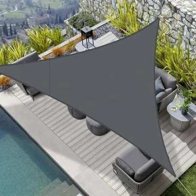Imagen de HENG FENG Toldo Vela de Sombra Impermeable Triangular 3x3x3m Poliéster Protección Rayos UV Resistente para Terraza Patio Exterior Jardín Color Antracita